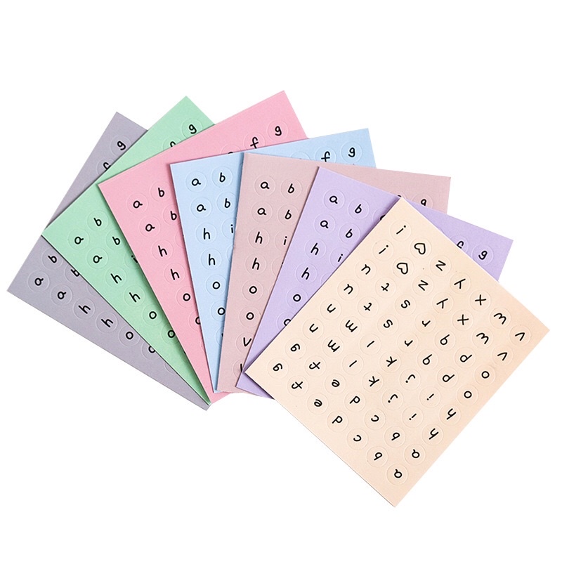 Sticker chữ kèm số nhỏ trang trí ghép tên nhiều màu