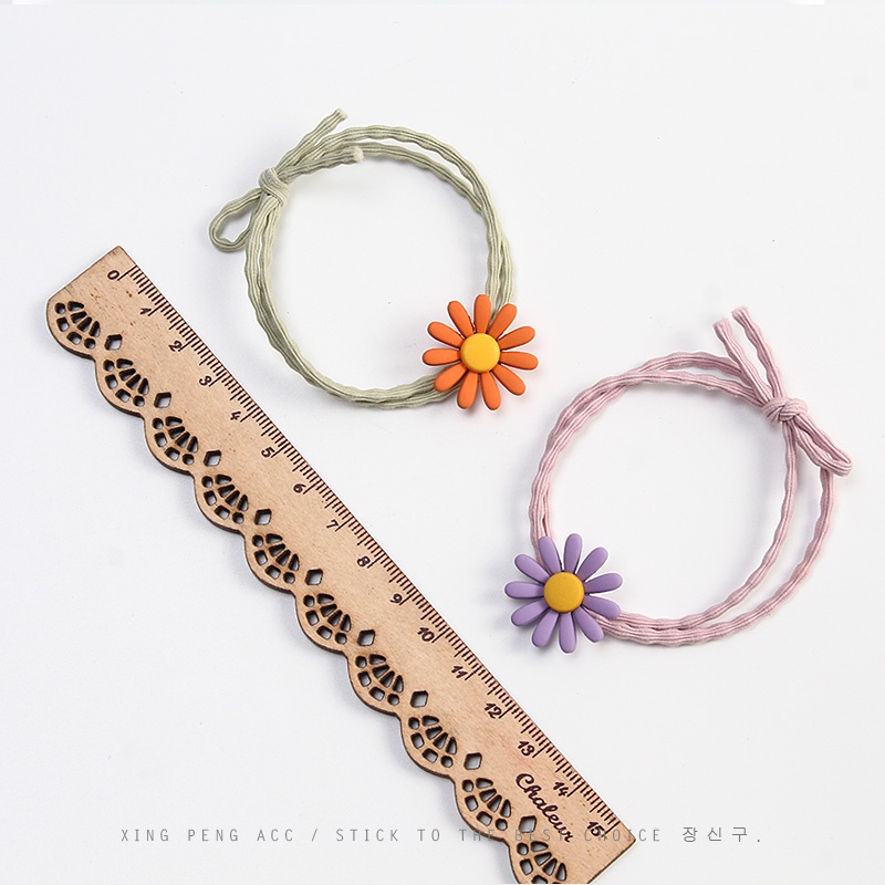 Dây Buộc Tóc Cao Su Họa Tiết Hoa Cúc Màu Sắc Thời Trang Phong Cách Hàn Quốc Cho Nữ