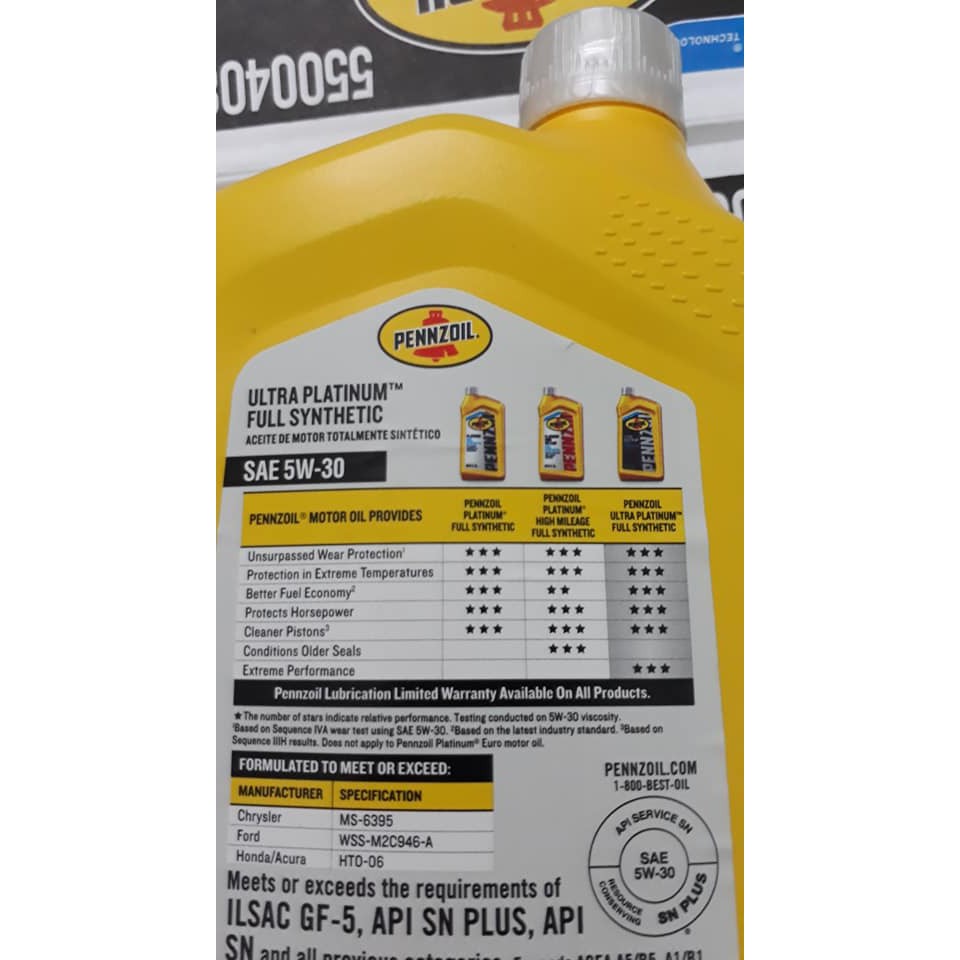 Nhớt nhập khẩu cao cấp cho tay ga Pennzoil Ultra Platinum 5w30 (Mẫu mới Date 2019)