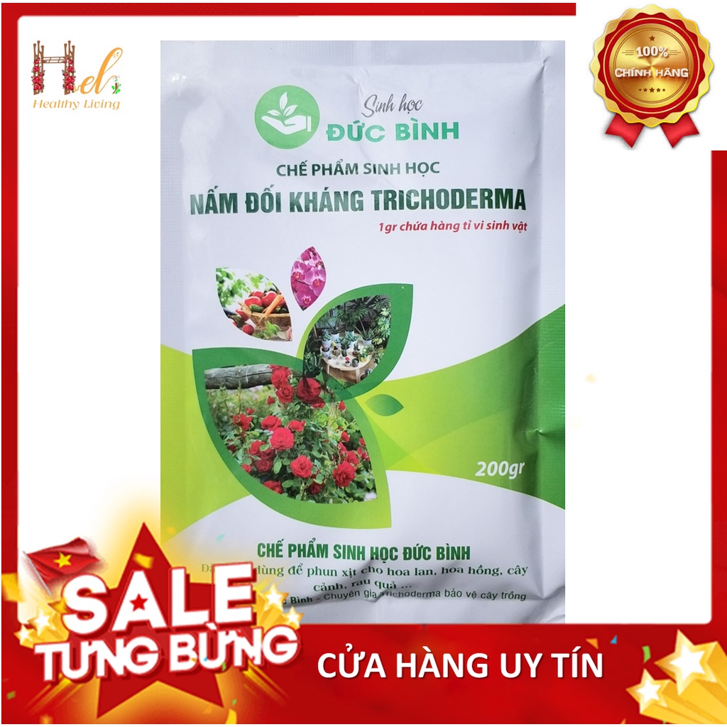 Chế Phẩm Men Vi Sinh Nấm Đối Kháng Trichoderma - Đức Bình - Tưới Hoặc Phun Xịt Cho Hoa Hồng, Hoa Lan, Cây Cảnh 200gr