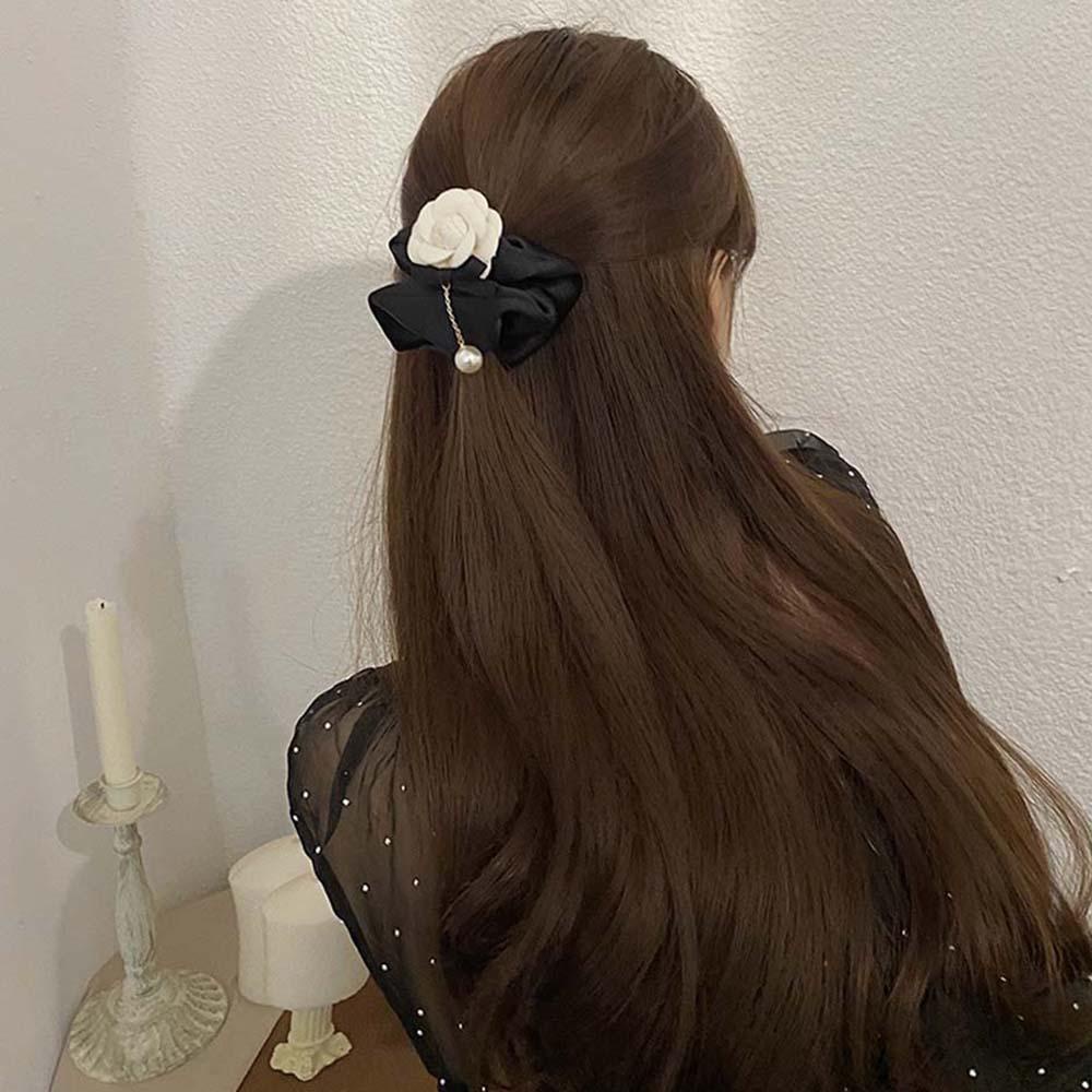 Dây Cột Tóc Scrunchies Bằng Vải In Hoa Trà Thanh Lịch Thời Trang Cho Bạn Gái