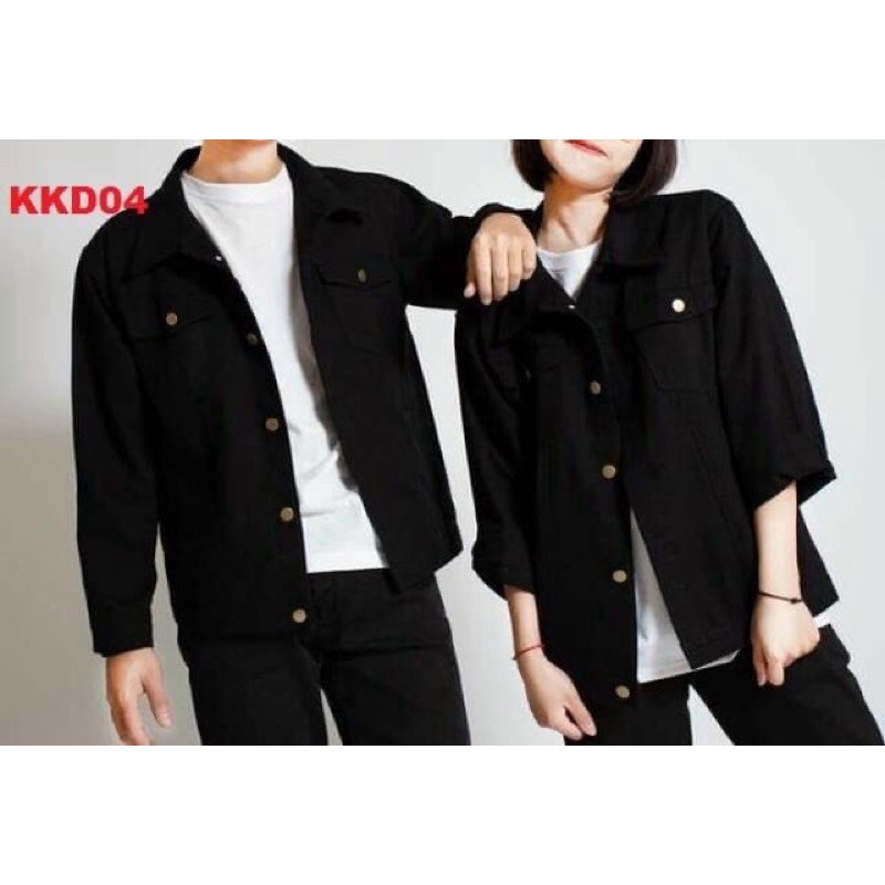 [3 SIZE 50-75KG ] ÁO KHOÁC JEAN ĐEN UNISEX NAM, NỮ HÀNG VN XUẤT KHẨU CÁ TÍNH THỜI TRANG