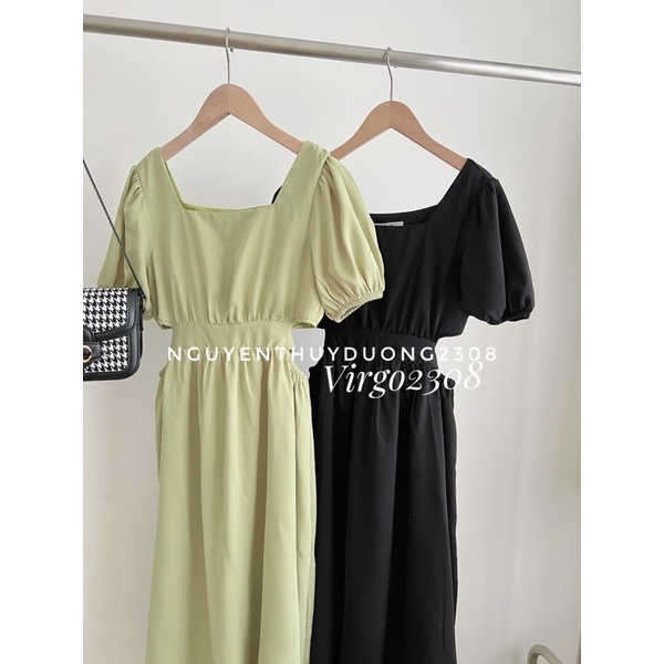 [HÀNG SẴN]VÁY MIDI CHẤT LỤA TRƯỢT CUTOUT CÓ DÂY THẮT NƠ EO “Misani dress”