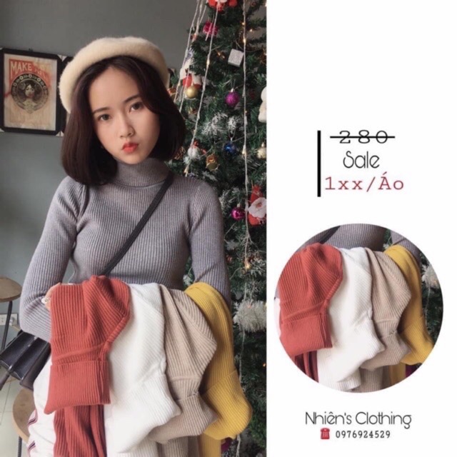 Áo len tăm cổ lọ hàng Quảng châu