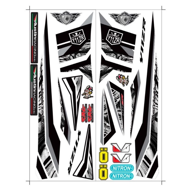 Tem rời dán xe sirius y11zr xe trắng đen