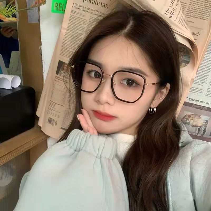 Mắt Kính Gọng Kim Loại Chống Bức Xạ Phong Cách Retro Hàn Quốc Cho Nam Nữ