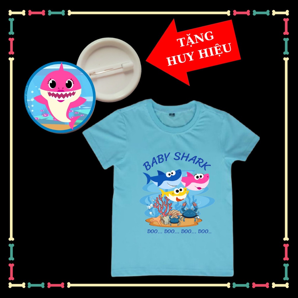 Áo thun bé gái baby Shark dễ thương tay ngắn cho bé gái đủ size áo, Kèm huy hiệu Babyshark
