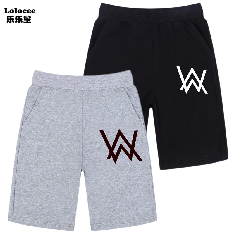 Quần Short Cotton In Logo Alan Walker Dạ Quang Cá Tính Cho Bé Trai Gái