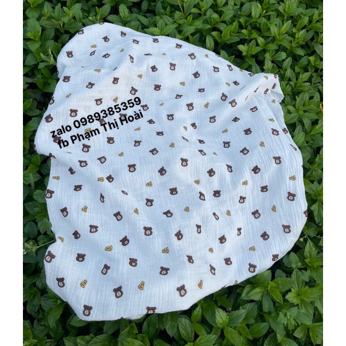 vải xô muslin cao cấp mềm mại gấu phomai may bộ bé trai