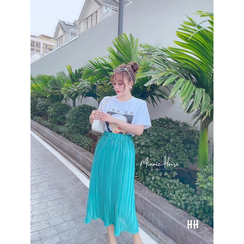 BỘ NỮ ÁO PHÔNG KÈM CHÂN VÁY XẾP LI | BigBuy360 - bigbuy360.vn