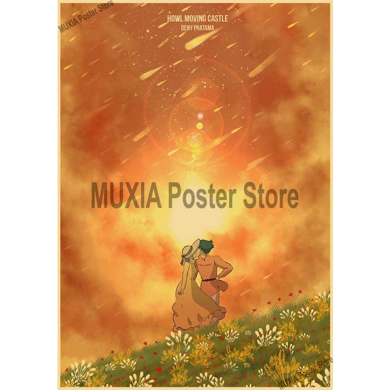Poster Phim Hoạt Hình Miyazaki Hayao Phong Cách Retro