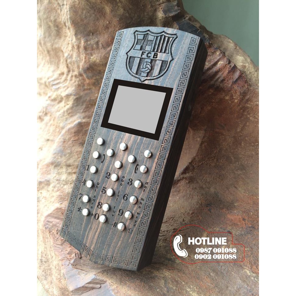 Vỏ 1202 bằng gỗ - Họa tiết CLB Barca - Gỗ Mun