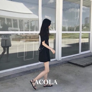 Đầm dáng suông tay ngắn basic ACOLA Z008
