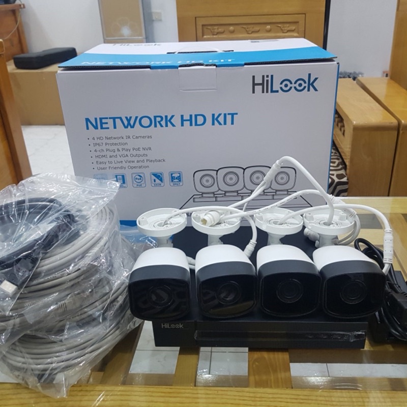 Bộ Kit 4 Camera IP POE Thân Tròn Hilook IK-4042BH-MH/P