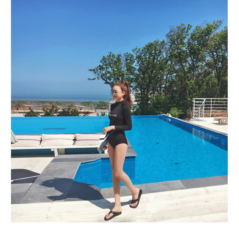 Đồ bơi dài tay Hàn Quốc 1 mảnh đen | BigBuy360 - bigbuy360.vn