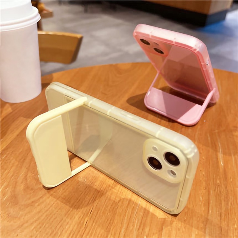 Ốp Điện Thoại TPU Mềm Màu Trơn Chống Bụi Có Giá Đỡ 2 Trong 1 Cho Iphone 13 13pro 13promax