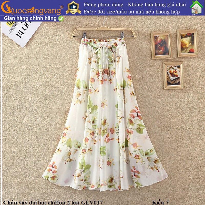 Chân váy dài maxi hai lớp chân váy chiffon lưng thun GLV017 Cuocsongvang
