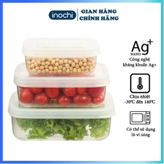 [Bộ 3] Hộp Đựng Thực Phẩm -Thức Ăn Hokkaido chữ nhật  INOCHII Nhựa Cao Cấp Trong Suốt 500-1000-200ml BOHTPCNN