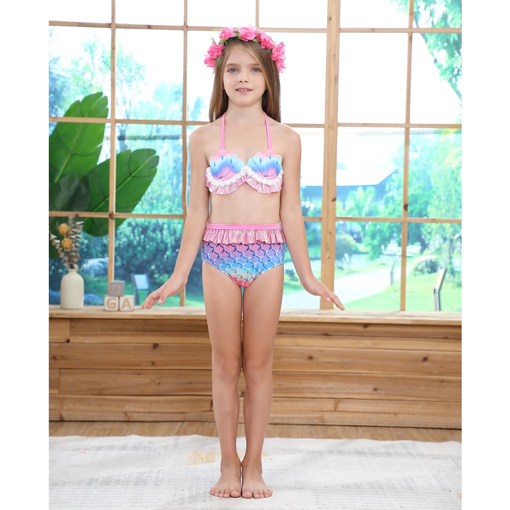 Quần áo tắm nàng tiên cá cho bé gái đồ bơi đi biển áo ngực hến đồ chơi hóa trang trẻ em E1024