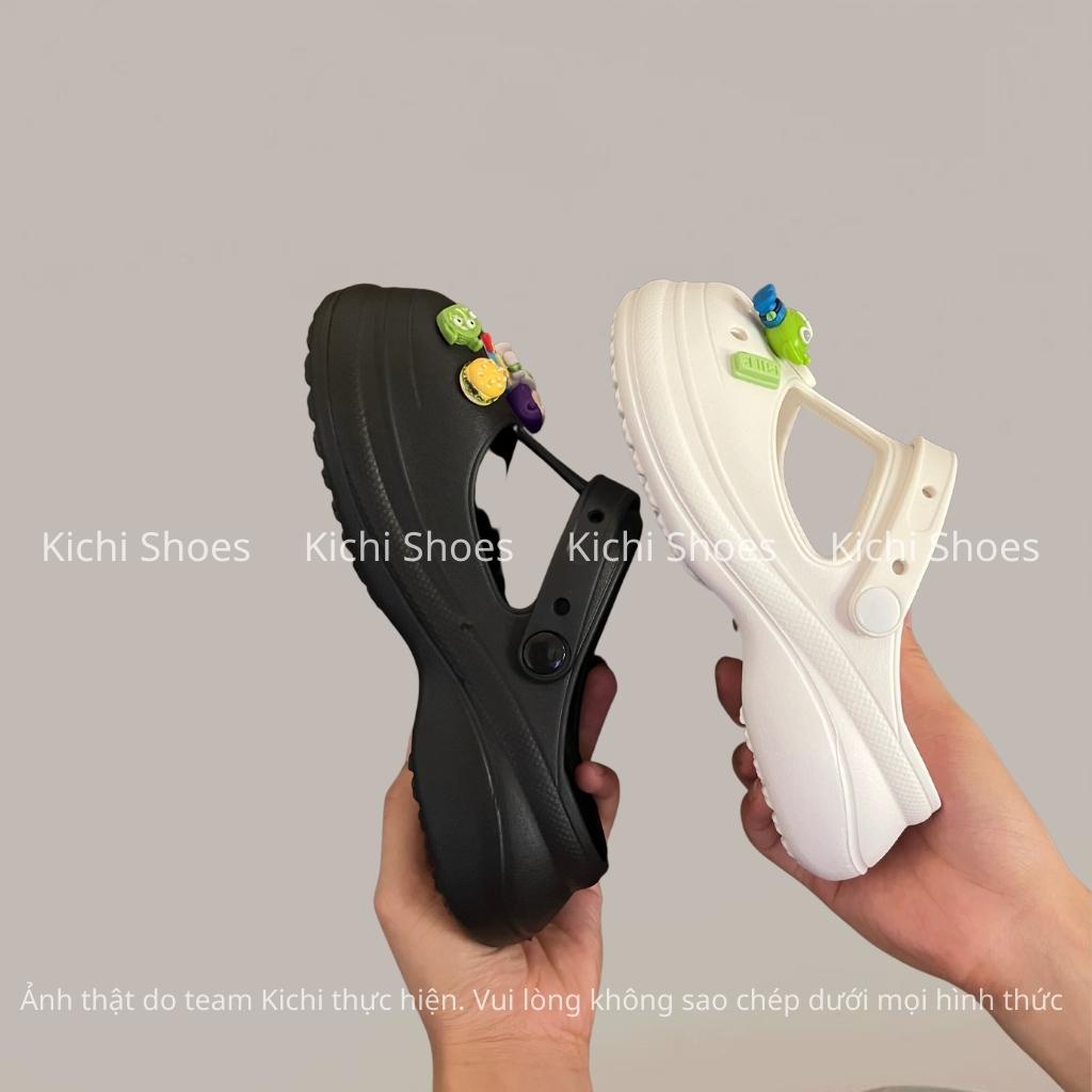 Dép crocs búp bê nữ quai ngang đế cao phụ kiện Toy Storys Kaws phong cách ulzzang - Kichi Shoes