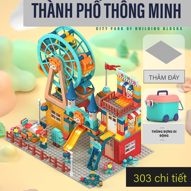 Bộ lắp ghép xếp hình thành phố thông minh. đồ chơi phát triển, tư duy cho bé từ 2-12 tuổi