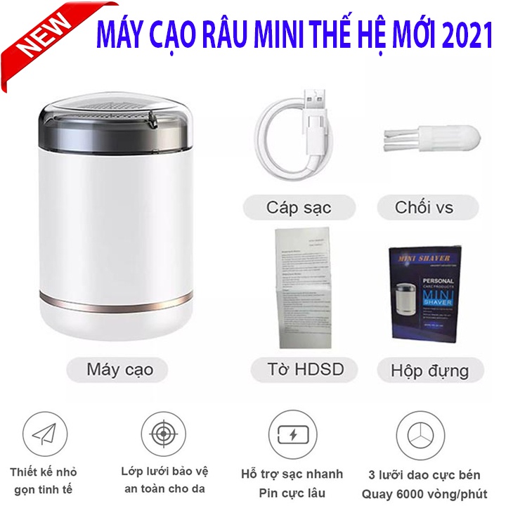 Máy cạo râu mini [CHÍNH HÃNH - BẢO HÀNH 12 THÁNG] công nghệ Nhật Bản với 3 lưỡi Trefoil cực bén - Máy cạo râu nam giá rẻ
