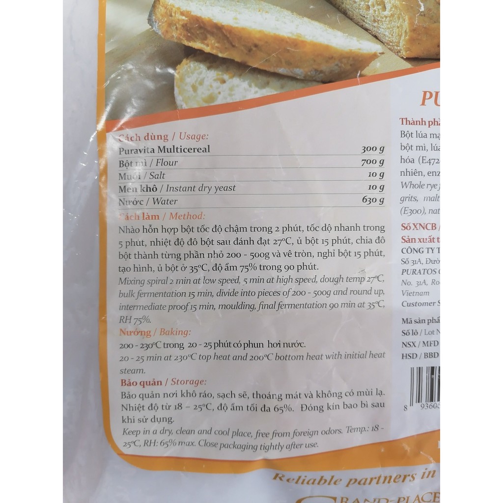 [GÓI LỚN 5 Kg – MULTICEREAL] BỘT MÌ NGŨ CỐC DINH DƯỠNG [VN] PURATOS Puravita