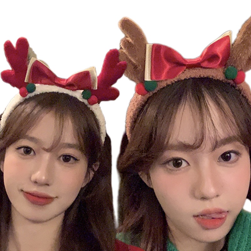 Băng Đô Cài Tóc Hình Sừng Tuần Lộc Bằng Lông Nhung Dễ Thương Xinh Xắn