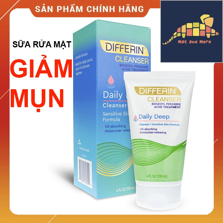 [CHÍNH HÃNG] Sữa rửa mặt giảm mụn dành cho da nhạy cảm Differin Benzoyl Peroxide 5% – 4 FL oz (118mL