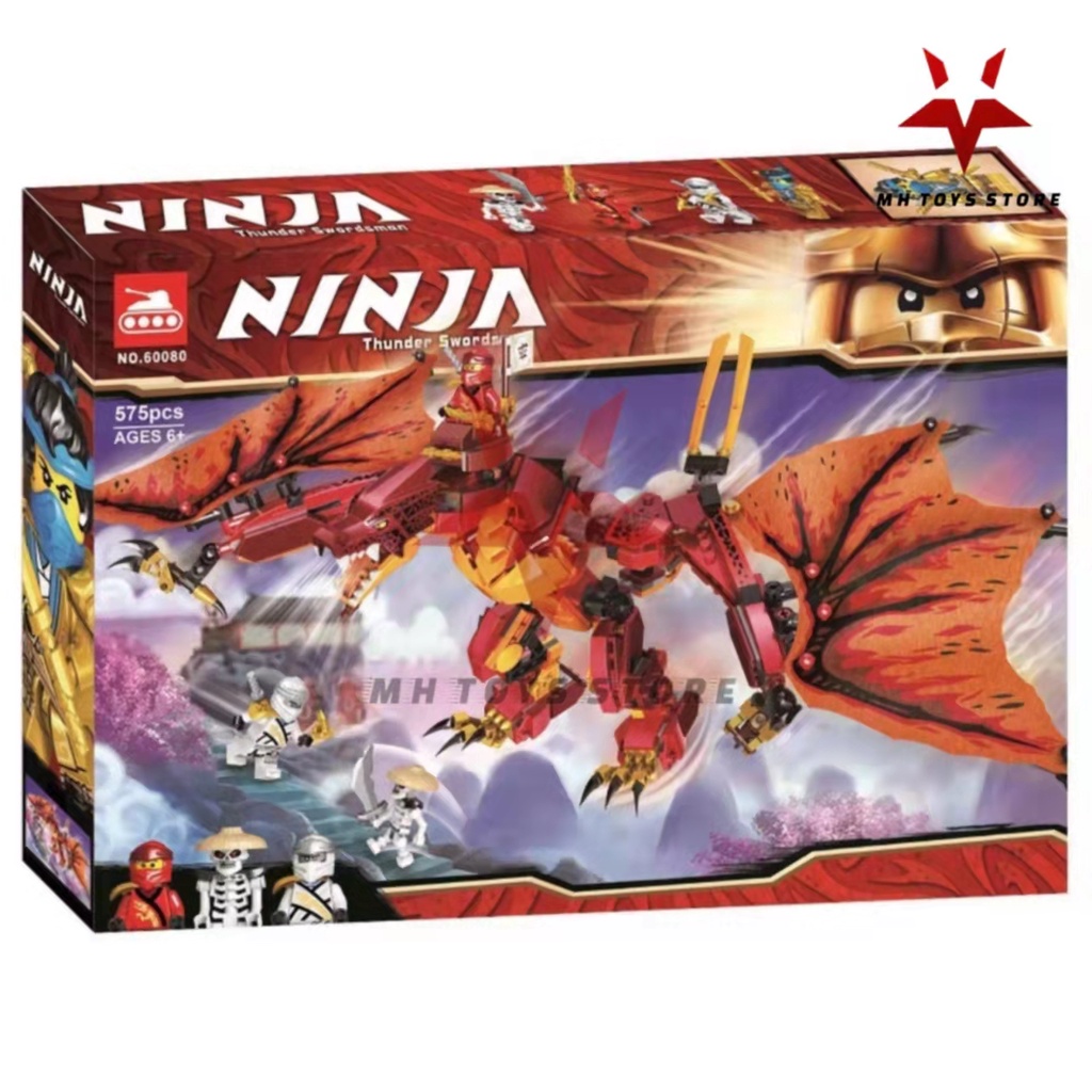 đồ chơi lego xếp hình lắp ráp bela ninja 60080- 575 chi tiết - bộ sưu tập ninja Rồng Chúa đỏ Firstbourne của Ninja Kai