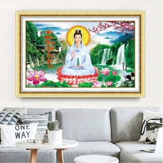 TRANH THÊU CHỮ THẬP PHẬT QUAN ÂM TRANH CHƯA THÊU LAVENDER LV3250