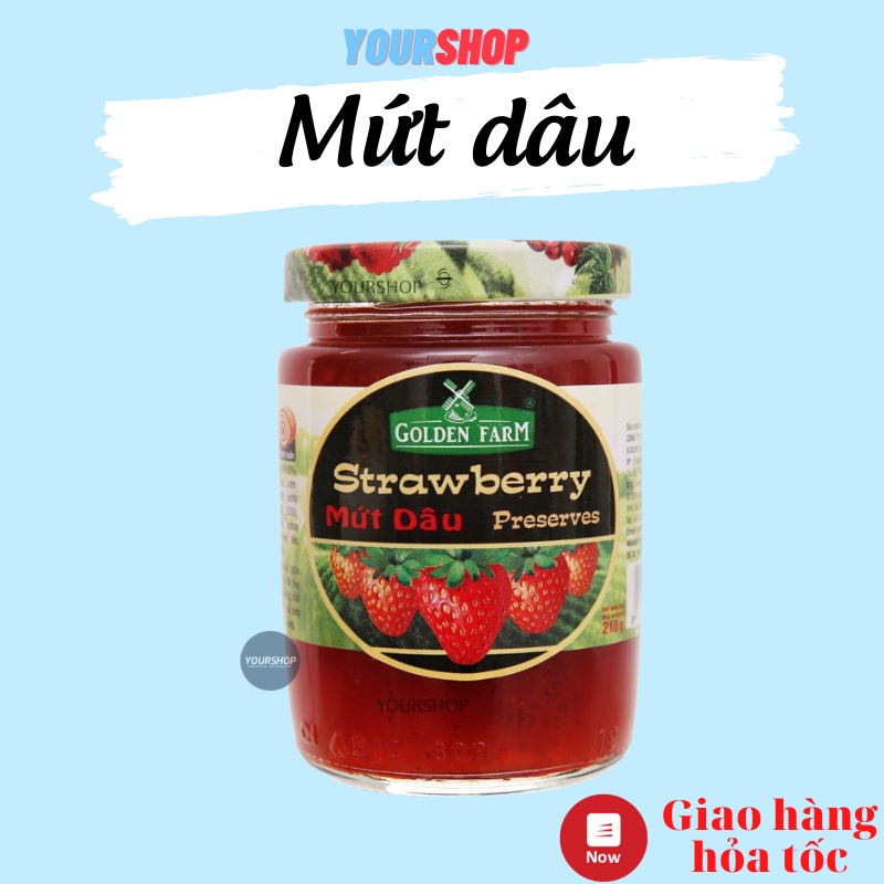 Mứt Dâu Strawberry Preserves GOLDEN FARM 210G - ăn kèm kem, sinh tố, bánh mì, sandwich, trà nóng