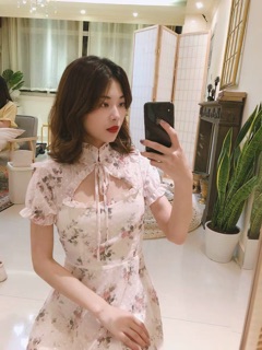 Váy hoa cổ bèo order taobao