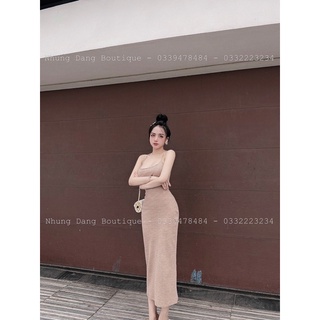 Váy Body Kẻ 2s Xẻ Gấu