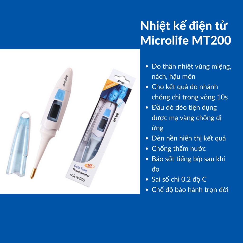 Nhiệt Kế Điện Tử Microlife MT200 Đo Nhiệt Độ Cơ Thể Trong Vòng 10 Giây Hàng Chính Hãng - YeahomeCare Saigon