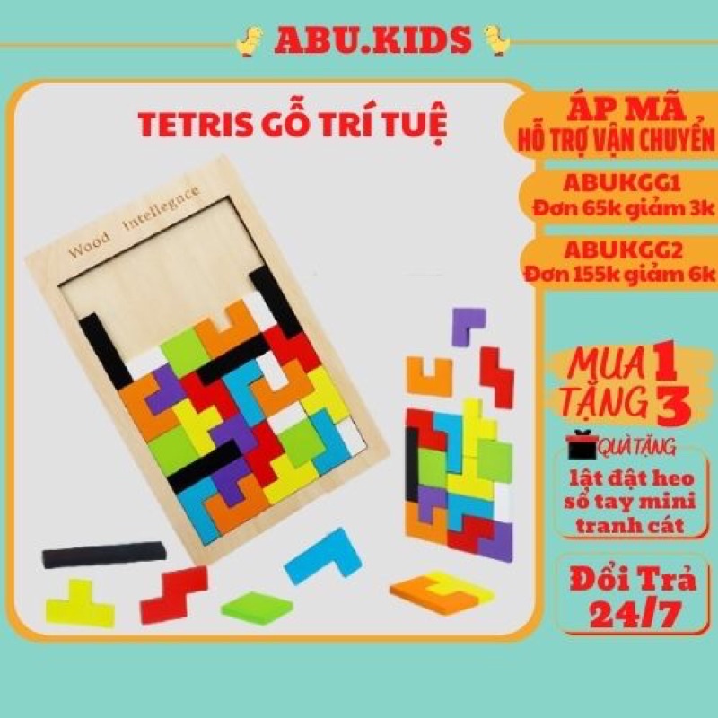 Combo TETRIS Xếp gạch và TRÍ UẨN tangram - Đồ chơi trí tuệ size đại hàng chuẩn cho bé