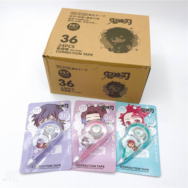 Bút xóa kéo 6m khô nhanh Anime Demon Slayer Kimetsu No Yaiba White Out Corrector Correction Tape Promotional Gift Stationery School Office Supply