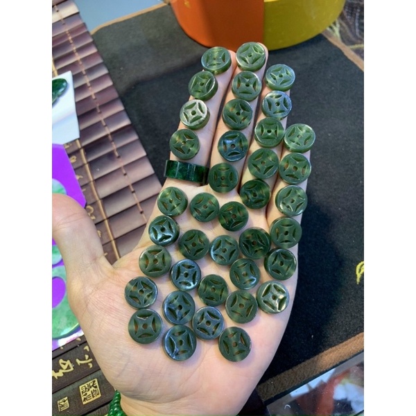 Vòng đeo tay dây cáp Đồng Điếu ngọc bi,ch xanh