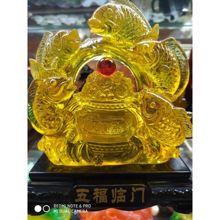 Cá chép nhả ngọc chầu hũ tiền (da trong)