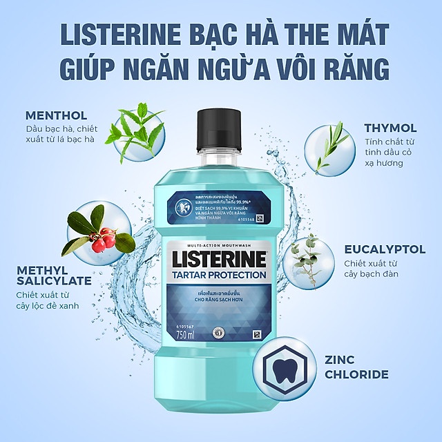 Nước Súc Miệng Ngăn Ngừa Vôi Răng Listerine Tartar Protection (750ml) - 8850007811695