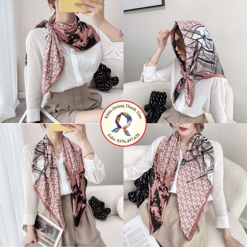 Khăn Lụa Vuông 90x90- Khăn Turban Nữ Quàng Cổ Quấn Tóc Làm Áo Yếm Lụa Cao Cấp Sang Chảnh -Hottrend 2021