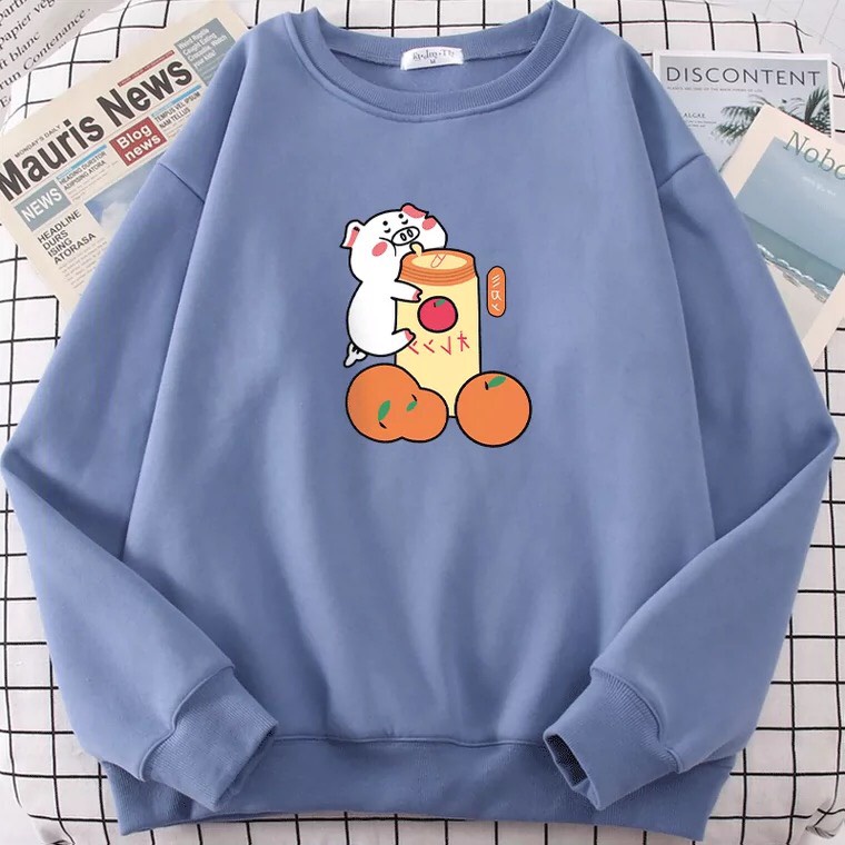 Áo Nỉ Lợn nước ngọt  , Áo hoodie From rộng, tay phồng, Chất nỉ mềm, không xù, ấm áp, Sét bộ mặc cho nam và nữ - MODY