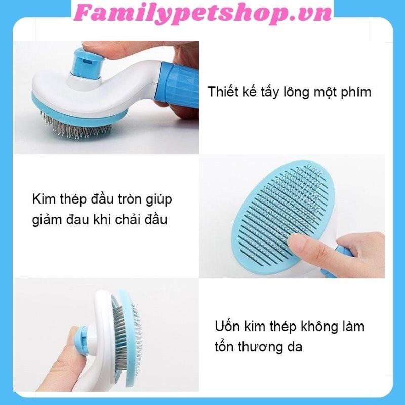 Lược chải lông cho chó mèo có nút bấm Clean chính hãng-familypetshop.vn