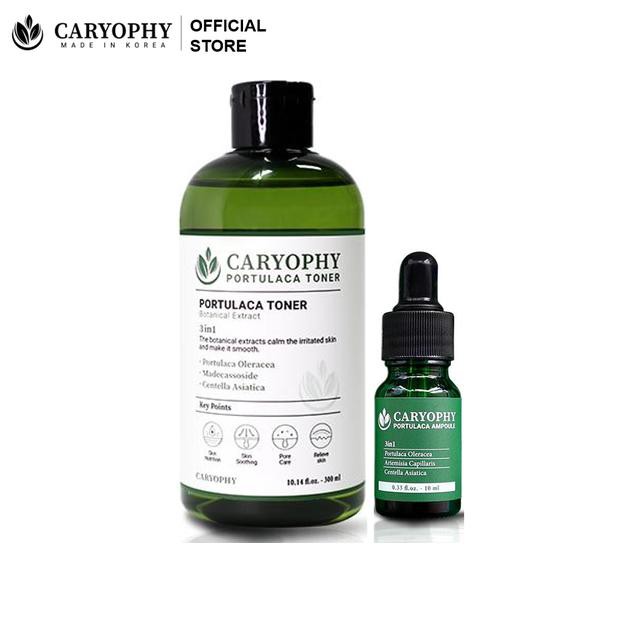 Bộ đôi nước hoa hồng Caryophy 300ml và serum giảm mụn mờ thâm Caryophy 10ml