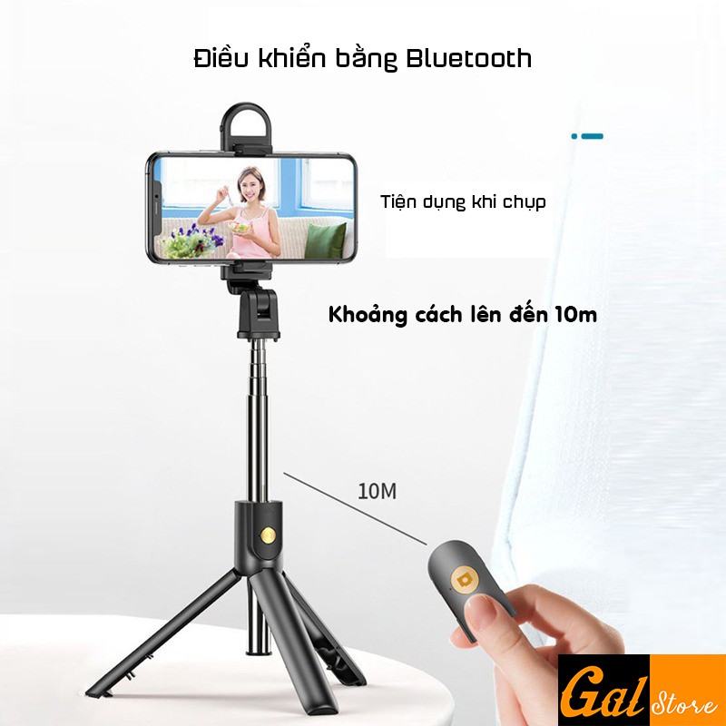 [Hàng cao cấp] Gậy selfie Bluetooth  tích hợp đế 3 chân + khung kẹp điện thoại