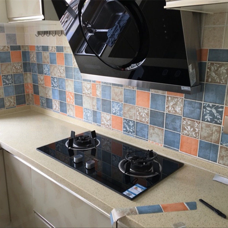 Giấy Dán Tường Dày Dặn Tự Dính Chống Thấm Nước/Dầu Mỡ Cho Nhà Bếp Nhà Tắm