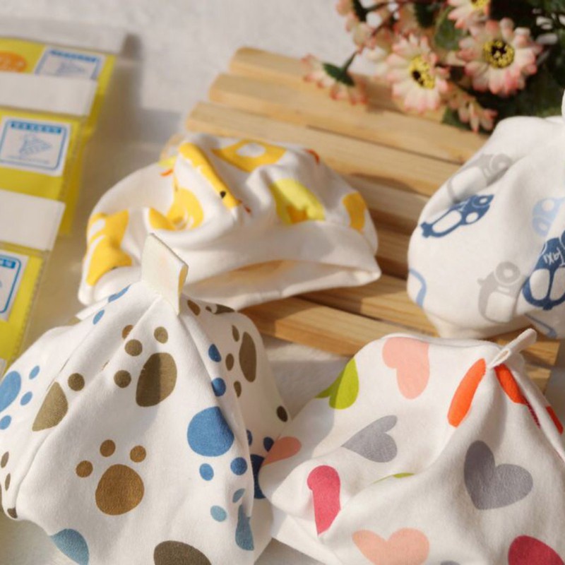 Mũ cotton pha mềm mại giữ ấm họa tiết hoạt hình dễ thương cho bé sơ sinh