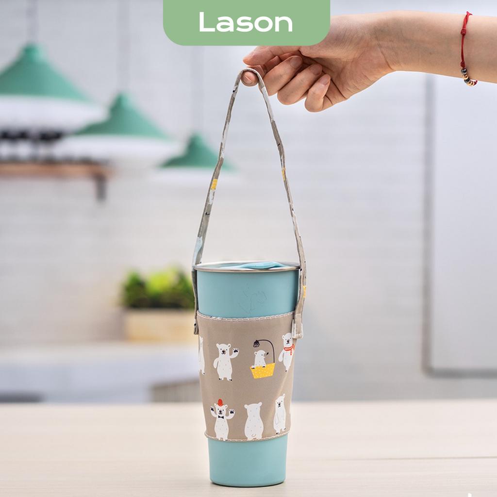 Túi xách cốc nước, quai treo cốc trà sữa, chất liệu vải Animal TBC00221