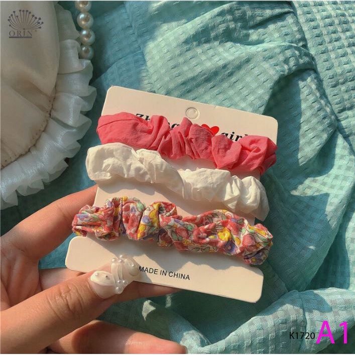 Set 3 dây buộc tóc Scrunchies Hàn Quốc thời trang mới Orin K1720