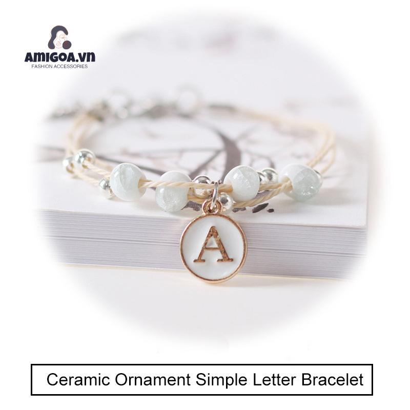 Vòng Đeo Tay Bằng Gốm Họa Tiết Chữ Dễ Thương Bắt Mắt Sành Điệu